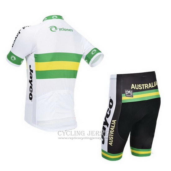 2013 Cycling Jersey Australia White and Green Short Sleeve and Bib Short